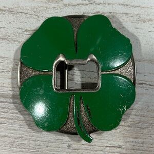 Green Four-Leaf Clover Belt Buckle